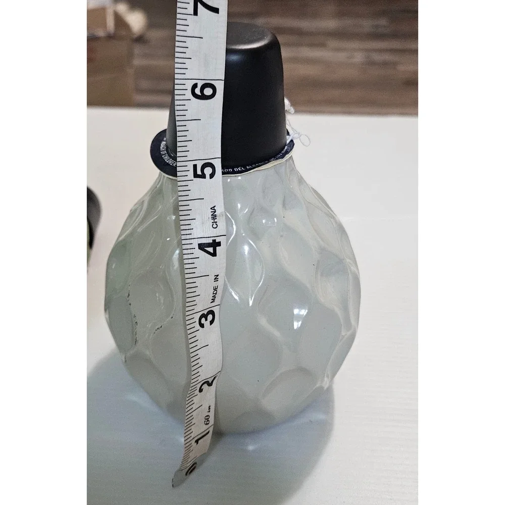 Tiki Brand Glass Tabletop Torches Set of 2 Honeycomb Textured Green Grey 6.5in